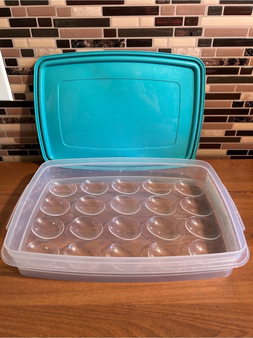 Rubbermaid Egg Storage Container with Turquoise Lid - Home Kitchen